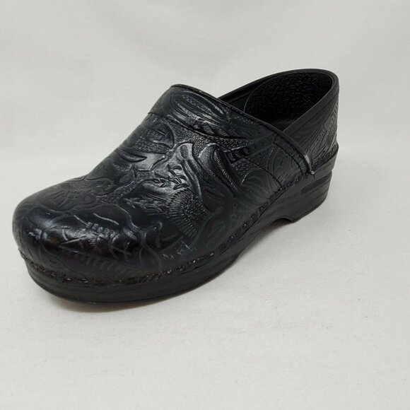 Dansko Shoes - Dansko 'Professional' Black Leather Embossed Clogs - Women's EU 36 US 5.5-6